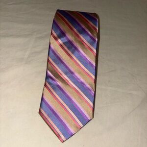 Ted Baker London Men's Tie Blue & Pink Stipes 100% Silk Hand Tailored in USA